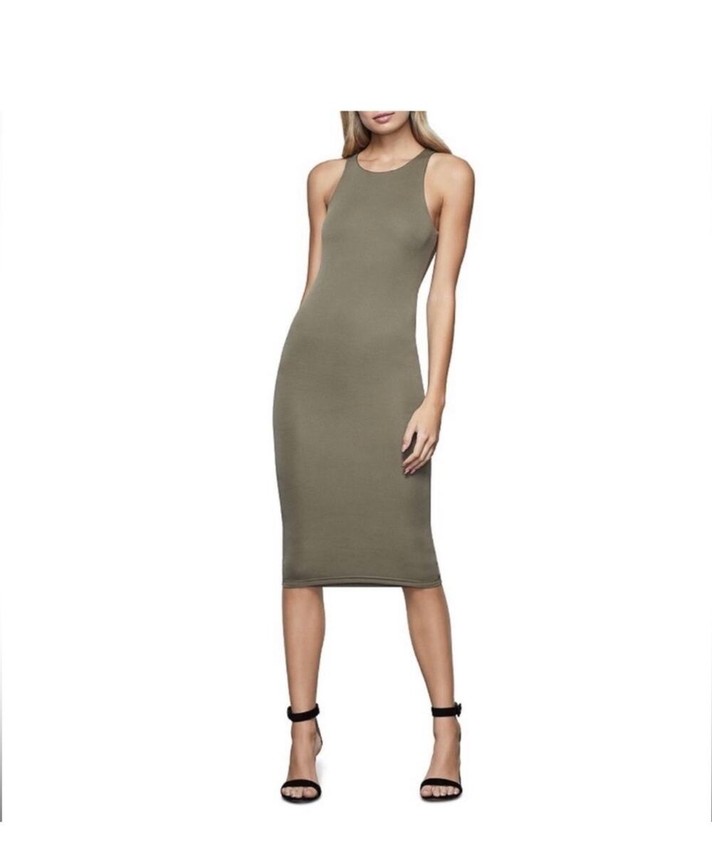 Good American ribbed tank midi dress. Double lined. Olive. Sz 5. XL-XXL. Bodycon